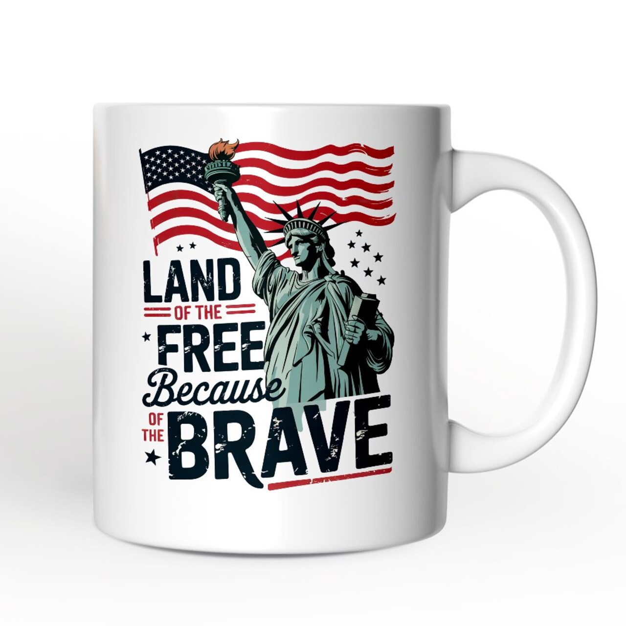 Land of the Free Because of the Brave Mug, 4th of July Statue of Liberty Gift